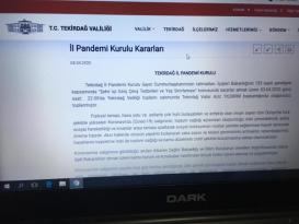 TEKİRDAĞ İL PANDEMİ KURULU KARARI…