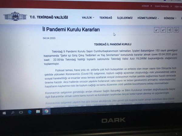 TEKİRDAĞ İL PANDEMİ KURULU KARARI…