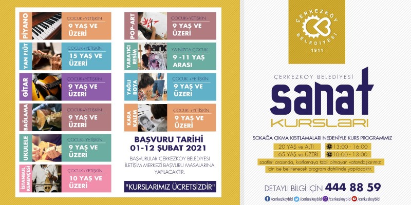 KÜLTÜR SANAT KURSLARI KAYITLARI BAŞLIYOR