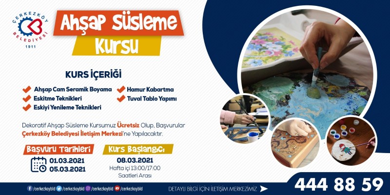 DEKORATİF AHŞAP SÜSLEME KURSU KAYITLARI BAŞLIYOR