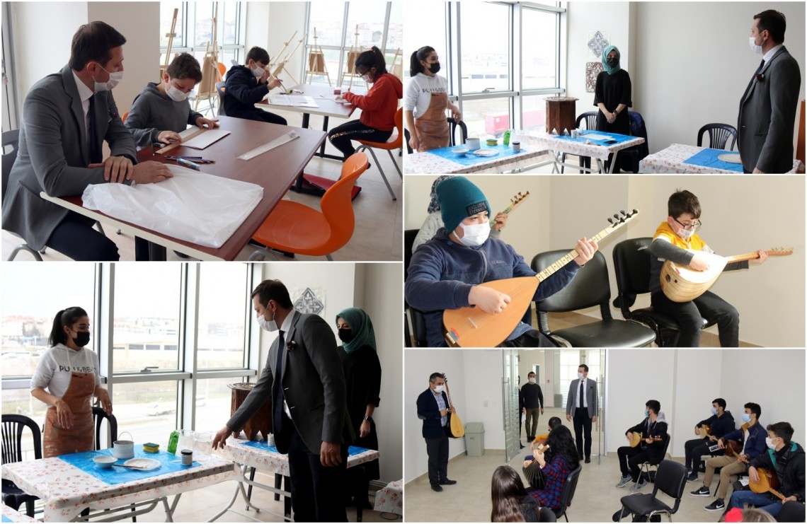 BAŞKAN AKAY SANAT KURSLARINI ZİYARET ETTİ