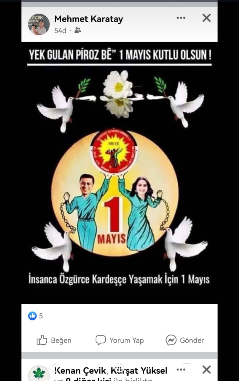 Tekirdağ’da Gelecek Partisi İl Yönetimine ”Selahattin Demirtaş” paylaşımı tepkisi…