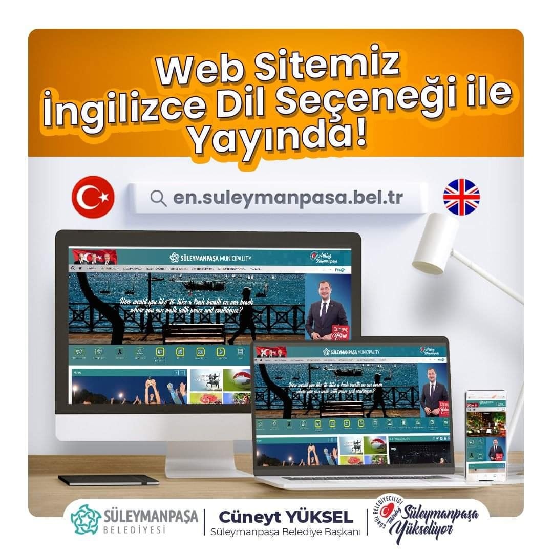 Süleymanpaşa Belediyesi’nin web sitesi, İngilizce dil seçeneği ile yayında!