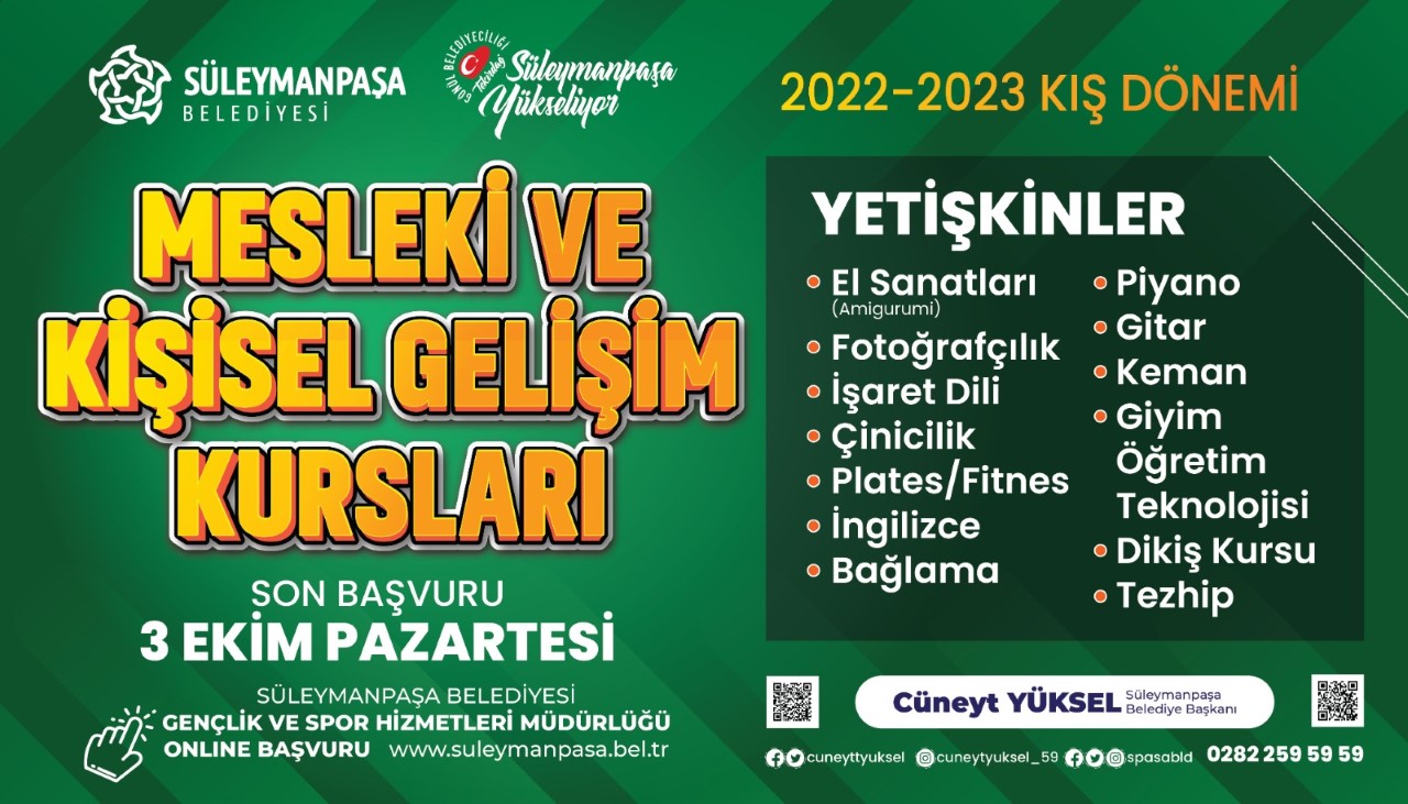 Süleymanpaşa Belediyesi Kış Okulu yeni dönem kayıtları başladı…