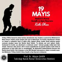 Tekirdağ Namık Kemal Üniversitesi Rektörü Prof. Dr. Mümin Şahin’in kutlama mesajı…